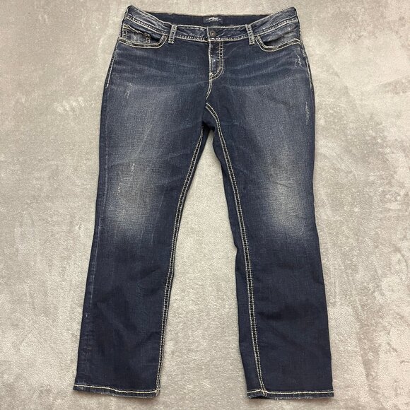 Silver Jeans Co Suki Straight Women Sz 20 L 30 Mid Rise Jeans Denim - Picture 1 of 12